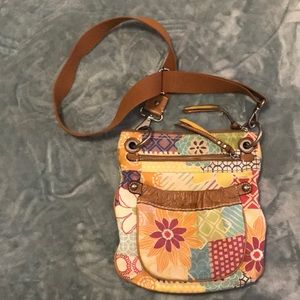 Fossil cross body canvas with leather trim